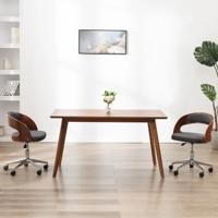 Eetkamerstoel draaibaar gebogen hout en stof grijs