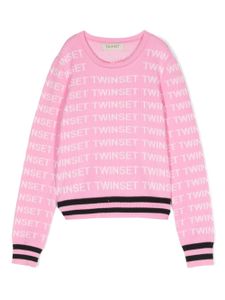 TWINSET Kids pull nervuré à logo en jacquard - Rose