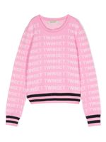 TWINSET Kids pull nervuré à logo en jacquard - Rose