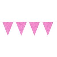 Roze glitter vlaggenlijn - 6 meter - slinger - feestversiering