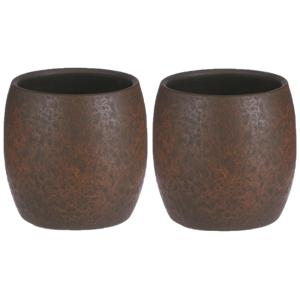 Mica Decorations Bloempot - 2x - roest/terracotta bruin - binnen - 22x24cm