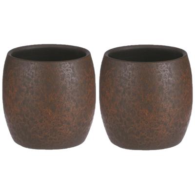 Mica Decorations Bloempot - 2x - roest/terracotta bruin - binnen - 22x24cm