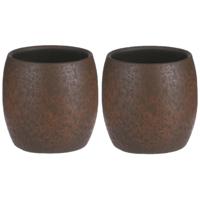 Mica Decorations Bloempot - 2x - roest/terracotta bruin - binnen - 22x24cm