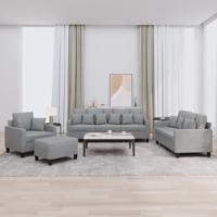 4-delige Loungeset met kussens stof lichtgrijs