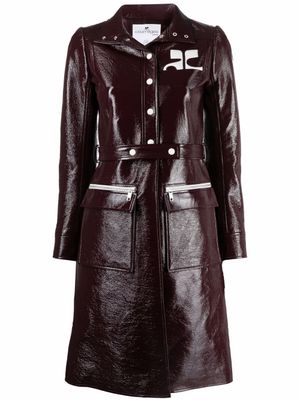 Courrèges trench en vinyle à logo appliqué - Violet