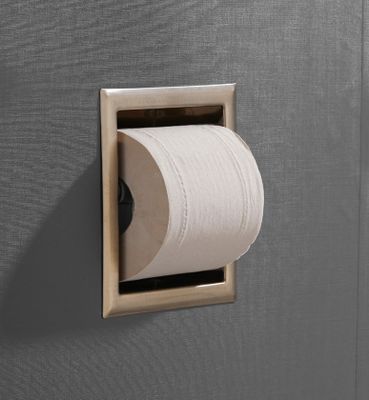 Toilerolhouder SaniClear Brass | Inbouw | Zonder klep | Messing | Vierkant | Geborsteld messing - Mat goud