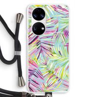 Tropical Palms Blue: Huawei P50 Transparant Hoesje met koord