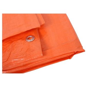 1x stuks outdoor/camping oranje afdekzeil / dekzeil 4 x 5 meter met ringen