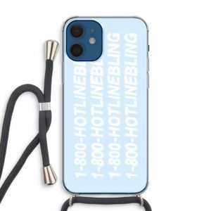 Hotline bling blue: iPhone 12 Transparant Hoesje met koord