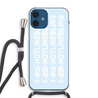 Hotline bling blue: iPhone 12 Transparant Hoesje met koord