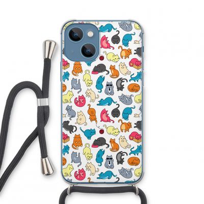 Kleurrijke katten: iPhone 13 mini Transparant Hoesje met koord