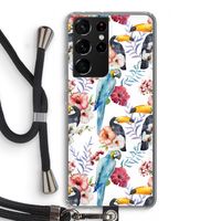 Bloemen tukan: Samsung Galaxy S21 Ultra Transparant Hoesje met koord