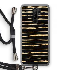Gouden strepen: Xiaomi Redmi 9 Transparant Hoesje met koord