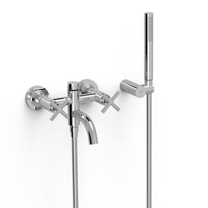 Badkraan Tres Mont Blanc | Opbouw | Mengkraan | Incl.Handdoucheset | 2-weg | hoh 15 cm | 2-hendels | Rond | Chroom