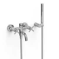 Badkraan Tres Mont Blanc | Opbouw | Mengkraan | Incl.Handdoucheset | 2-weg | hoh 15 cm | 2-hendels | Rond | Chroom