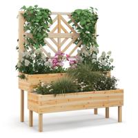 Bloembak met Latwerk van Dennenhout Plantenbak voor Klimplanten Verhoogd Bed Drainagegat Bloembak voor Binnenplaats Balkon Natuur