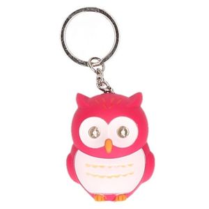 Oplichtende uil sleutelhanger roze   -