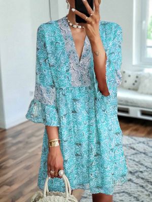V Neck Women Weaving Dress Date Cotton Weaving Dress