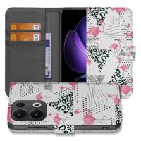 OPPO Reno 13 Pro | Telefoonhoesje | Met pasjeshouder | Flamingo Triangle