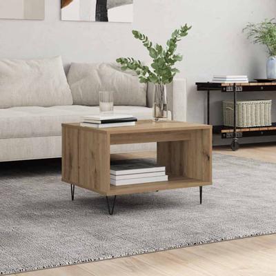 Salontafel artisanaal eikenkleurig 60 x 50 x 40 cm Bewerkt hout