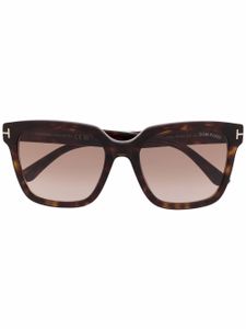 TOM FORD Eyewear lunettes de soleil à effet écaille de tortue - Marron