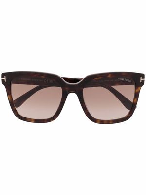 TOM FORD Eyewear lunettes de soleil à effet écaille de tortue - Marron