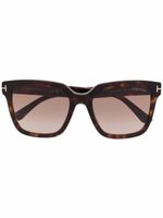 TOM FORD Eyewear lunettes de soleil à effet écaille de tortue - Marron