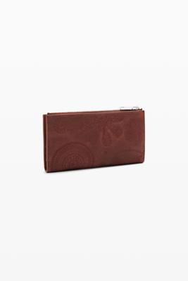 Portemonnee L met borduursels - BROWN - U