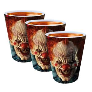 Halloween shotglaasjes - 3x - horror clown - 5 x 6 cm - kunststof