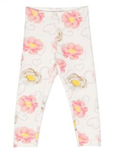 Monnalisa legging fleuri à taille élastiquée - Blanc