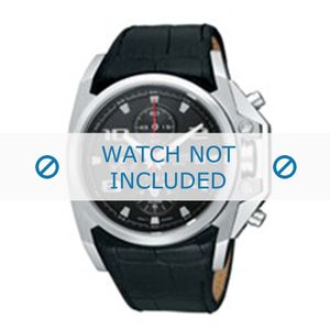 Pulsar horlogeband YM62-X205-PF3841X1 Leder Zwart + zwart stiksel