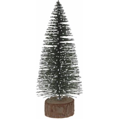 Mini decoratie kerstboompje - 25 cm - groen - voor kerstdorp of tafeldecoratie - kerstversiering