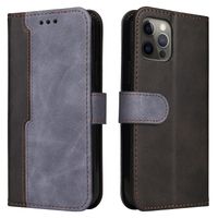 iPhone 12 Pro hoesje - Bookcase - Koord - Pasjeshouder - Portemonnee - Tweekleurig - Kunstleer - Zwart/Grijs