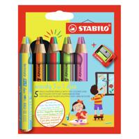 STABILO woody 3 in 1 duo - multitalent kleurpotlood - set 5 st. + puntenslijper