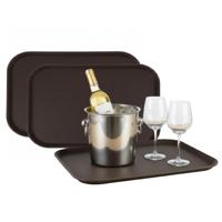Gerimport Horeca Dienblad - 6x - antislip - bruin - kunststof - 51 x 39 cm