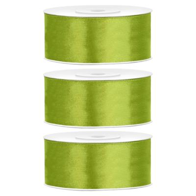 Partydeco Cadeaulint - 3x - groen - 2,5 cm x 25 meter - satijn - sierlint - inpakken - decoratie