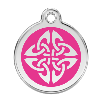 Tribal Arrows Hot Pink roestvrijstalen hondenpenning large/groot dia. 3,8 cm - Reddingo