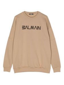 Balmain Kids sweat à logo imprimé - Marron