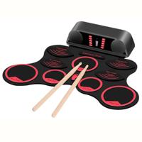 Draagbare volwassen Beginner kinderen Hand Roll elektronische Drum (zwart)