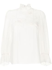 SHIATZY CHEN blouse à fleurs appliquées - Blanc