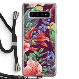 Papegaaien: Samsung Galaxy S10 Plus Transparant Hoesje met koord