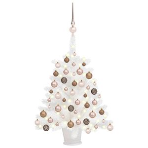 vidaXL Kunstkerstboom met verlichting en kerstballen 65 cm wit