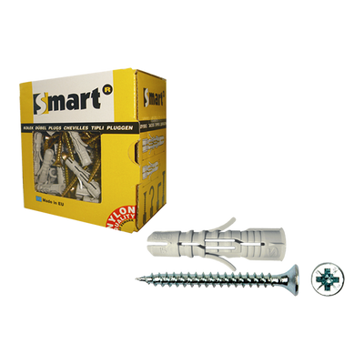 pgb-Europe SMART | plug nylon grijs +schroef VK Ø 4x35 | 100 st - SM0PUSN0106040035E
