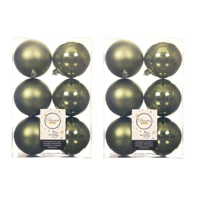 Decoris Kerstballen - 36x st - mosgroen - D8 cm - kunststof - kerstversiering