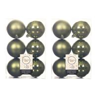 Decoris Kerstballen - 36x st - mosgroen - D8 cm - kunststof - kerstversiering