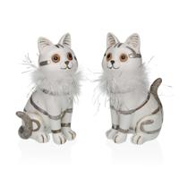 Decoratieve figuren Versa Wit Katten 7,5 X 17 X 10,5 CM Decoratieve figuren