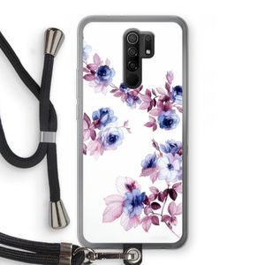 Waterverf bloemen: Xiaomi Redmi 9 Transparant Hoesje met koord