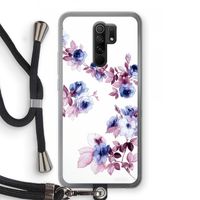 Waterverf bloemen: Xiaomi Redmi 9 Transparant Hoesje met koord