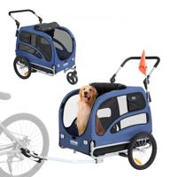 VEVOR hondenaanhanger 45 kg 2-in-1 fietskar koolstofstaal + 600D Oxford stof + PP opvouwbaar 1440 x 725 x 845 mm als aanhangwagen 1320 x 725 x 920 mm als kinderwagen hondenbuggy joggeraanhanger blauw