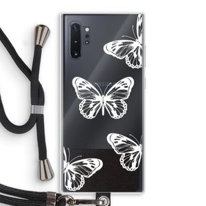 White butterfly: Samsung Galaxy Note 10 Plus Transparant Hoesje met koord